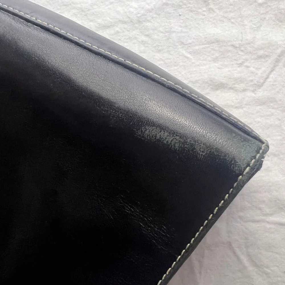 Vintage Lauren Ralph Lauren Black Leather Shoulder Bag Minimalist Y2K Classic
